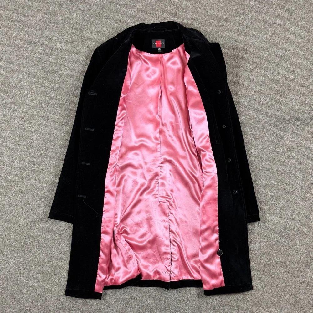 Gallery Black Velour Mid Length Single Breasted Pea Coat Women’s XL Car Coat - Picture 3 of 10